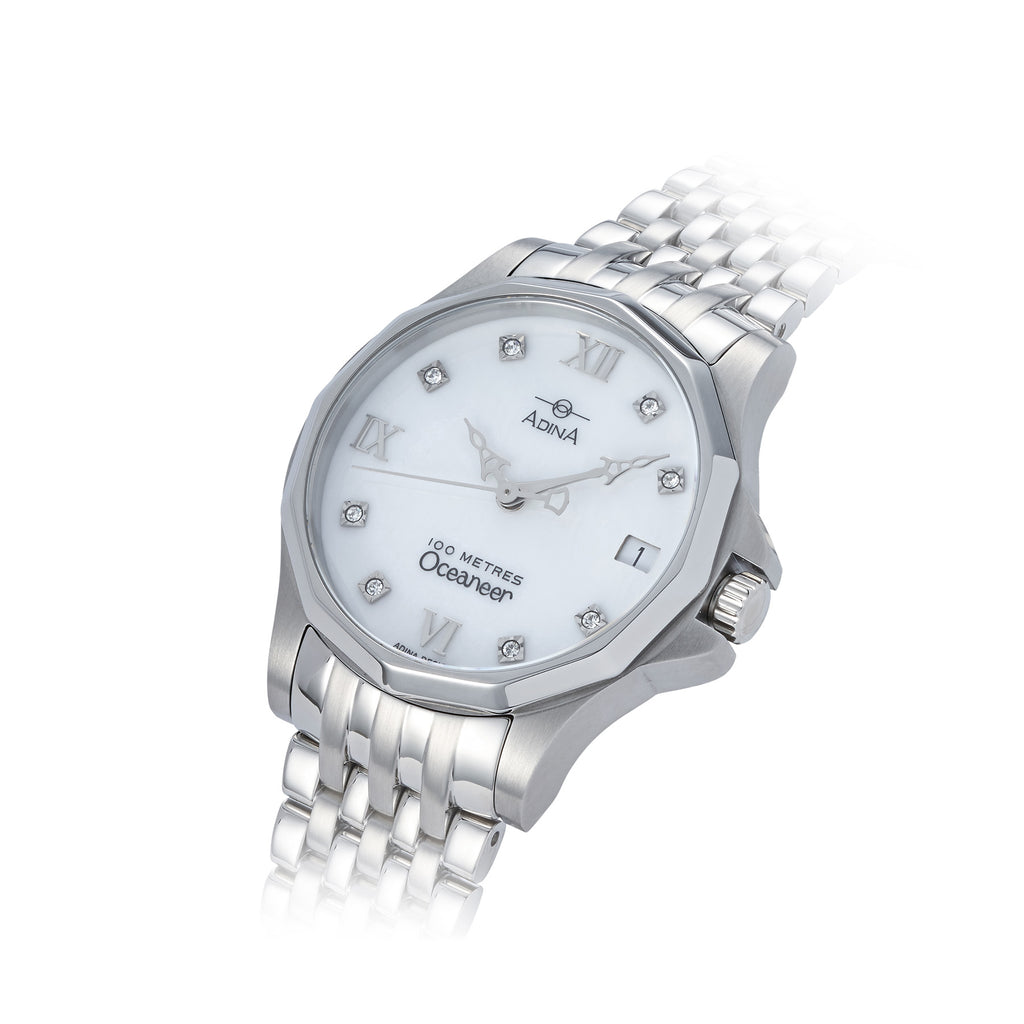 Ladies Adina Oceaneer Watch With Stone Set Mother of Pearl Face