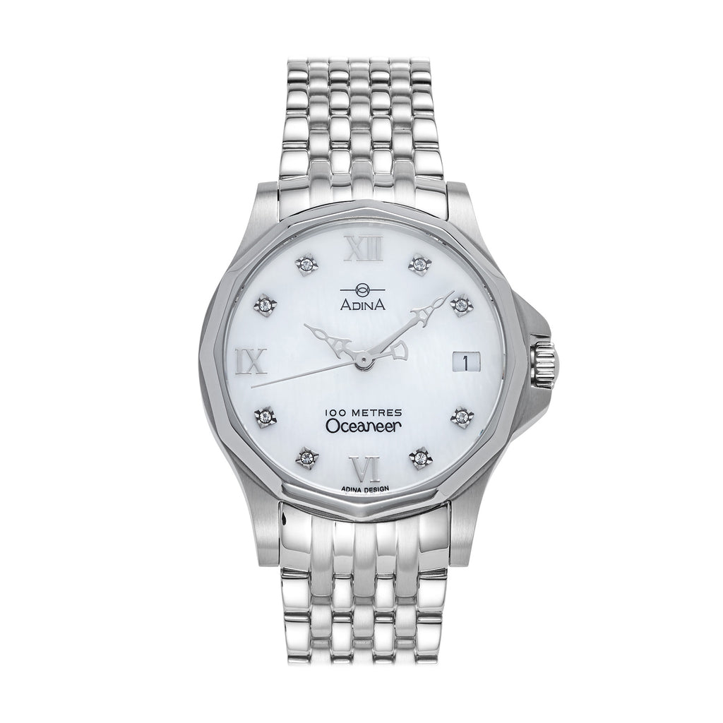 Ladies Adina Oceaneer Watch With Stone Set Mother of Pearl Face