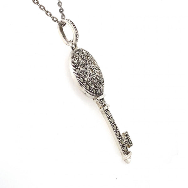 Sterling Silver Marcasite Key Pendant