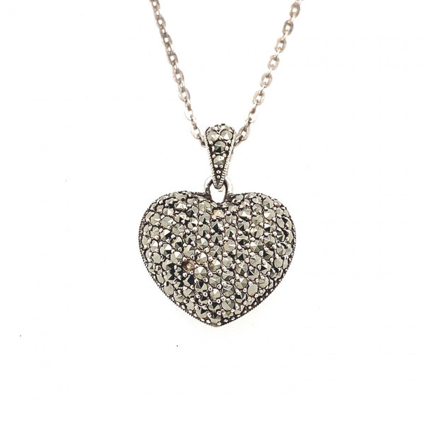 Sterling Silver Marcasite Heart Pendant