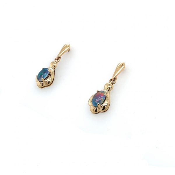 9ct Yellow Gold Opal Triplet Drop Earrings