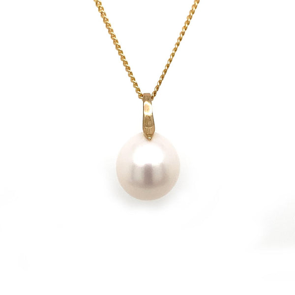 9ct Yellow Gold 10mm Oval Freshwater Pearl Pendant