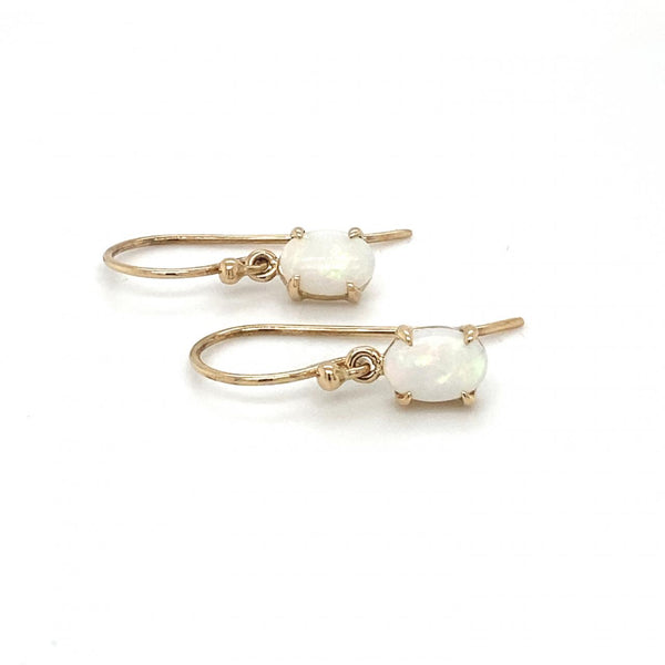 9ct Yellow Gold Solid Opal Claw Set Drop Earrings
