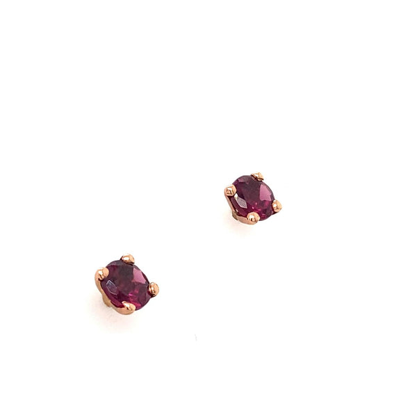 9ct Rose Gold Rhodolite Stud Earrings