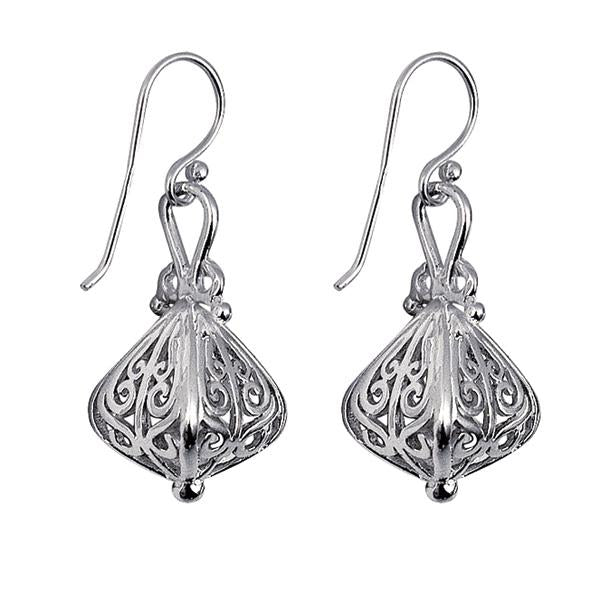 Sterling Silver Lantern Drop Hook Earrings