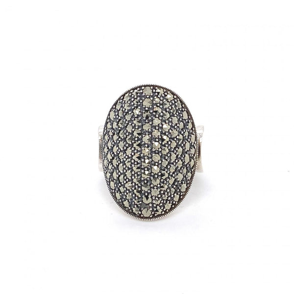 Sterling Silver Marcasite Set Oval Ring