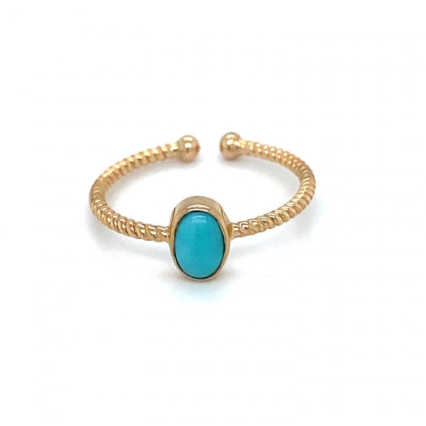 9ct Yellow Gold Adjustable Turquoise Ring