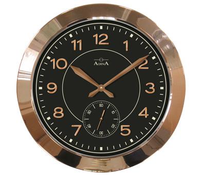 Large Adina Rose gold colour rim Wall clock with black dial