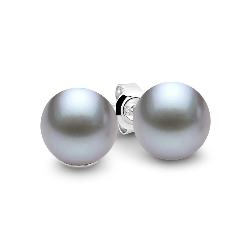 Light grey 8-8.5mm Freshwater Pearl earrings on sterling silver posts