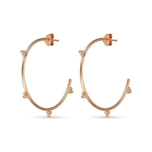 Rose Gold Plated Small x 3 Ball Design, Hoop Stud Earrings