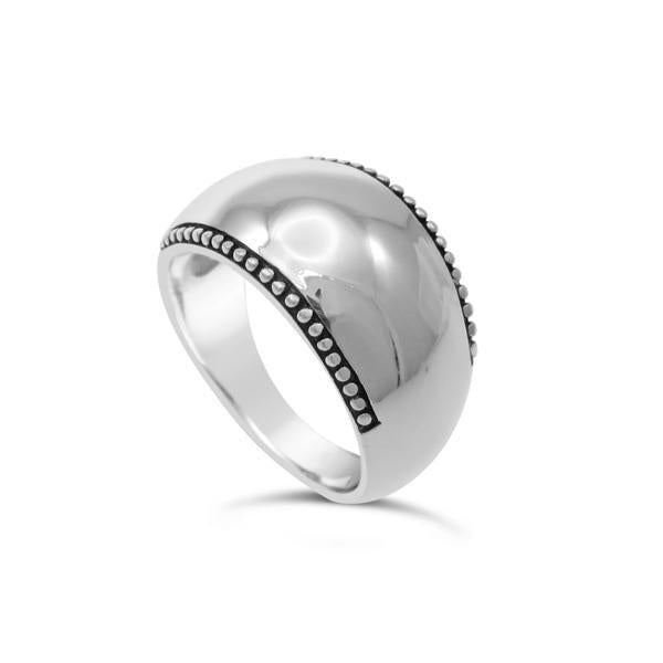  	Sterling Silver Solid Tapered Band With Ball Edge