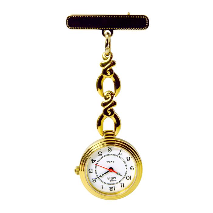 Adina gold colour Nurses Watch with white dial