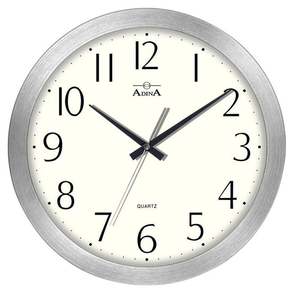 Aluminium Adina Wall Clock White Numbered Dial