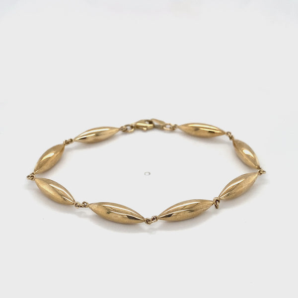 9ct Yellow Gold Hollow Marquise Shape Link Bracelet