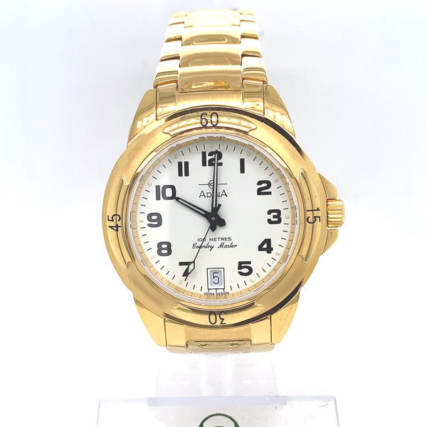 Gents Adina Country Master With Gold Tone Band And White Dial