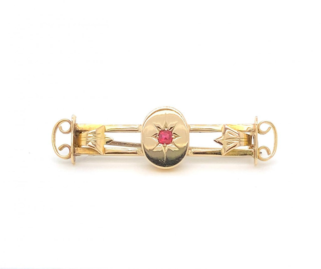 Estate 18ct Yellow Gold Garnet Topped Doublet Brooch