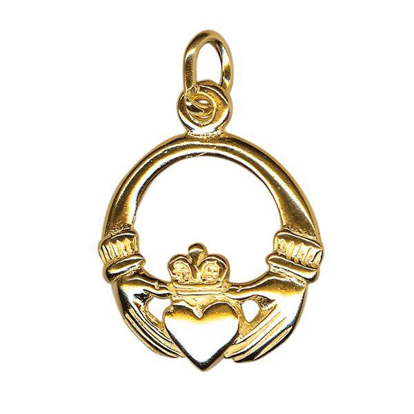 9ct yellow gold claddagh pendant