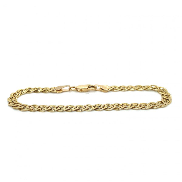 9ct yellow gold flat double curb link style bracelet