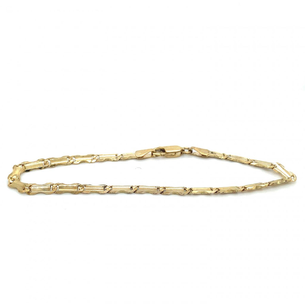 9ct Yellow Gold Flat Rectangle Link Bracelet 