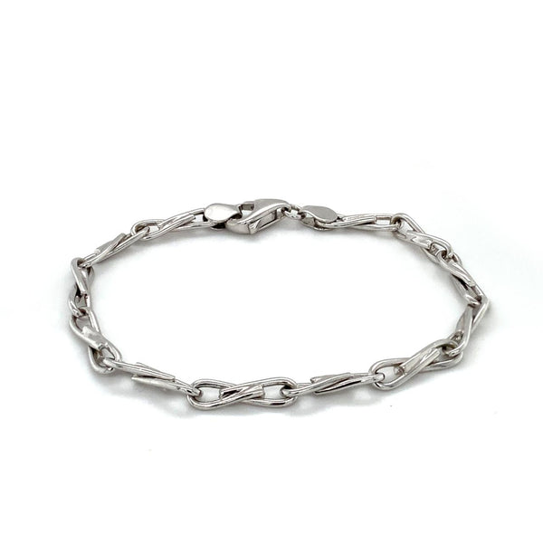 9ct White Gold Solid Infinity Design Link Bracelet