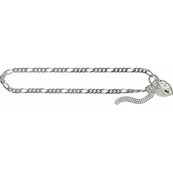 Sterling Silver 3:1 Figaro Padlock Bracelet 