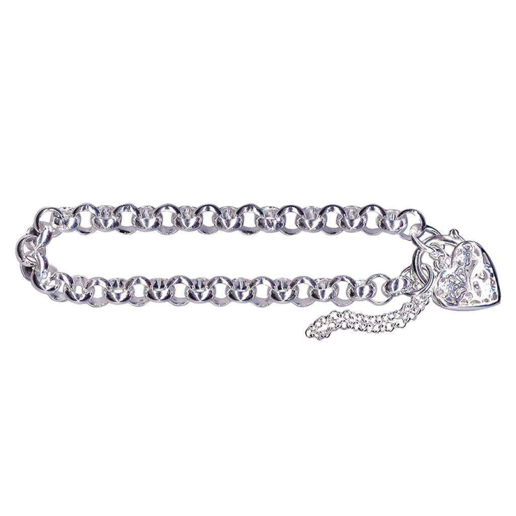 Sterling Silver Round Belcher Padlock Bracelet 