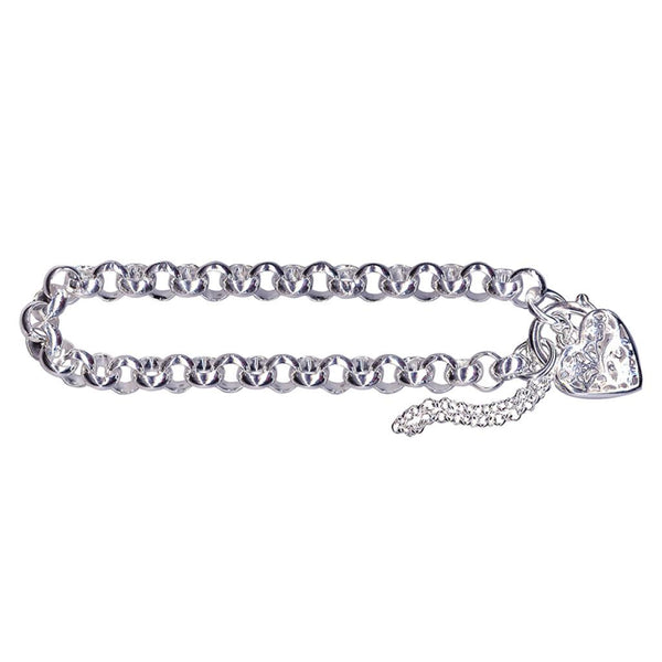 Sterling Silver Round Belcher Padlock Bracelet 