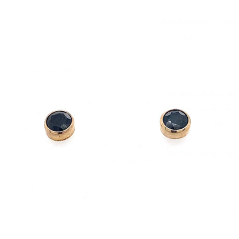9ct Yellow Gold Bezel Set Sapphire Stud Earrings