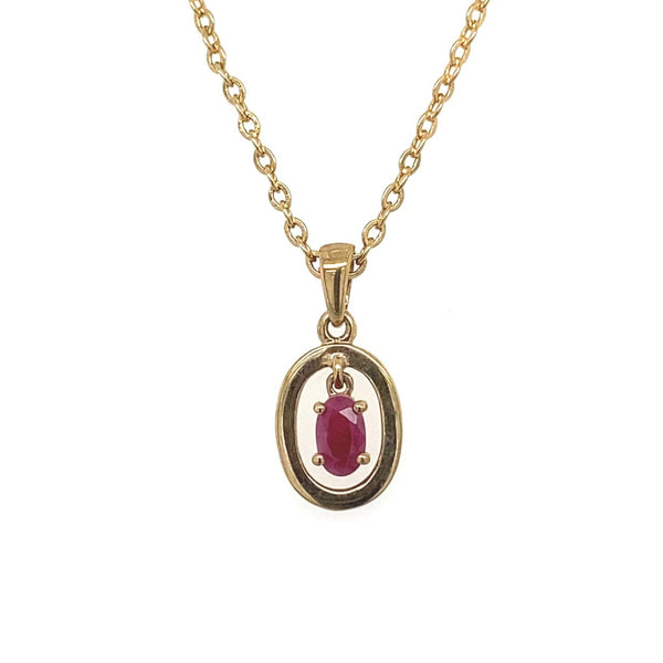 9ct Yellow Gold Ruby Pendant