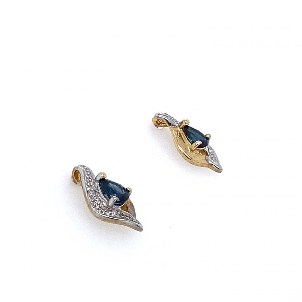 9ct 2tone Sapphire & Diamond Earrings