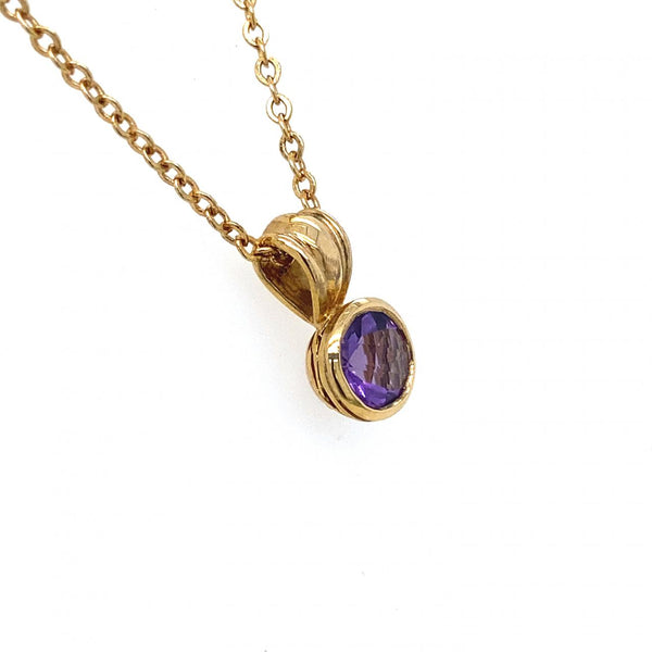 9ct Yellow Gold Amethyst Pendant