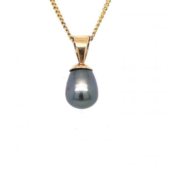 9ct Yellow Gold Black Freshwater Pearl Pendant