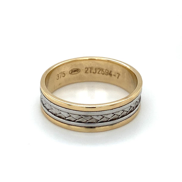  	9ct 2tone Plait Design Ring