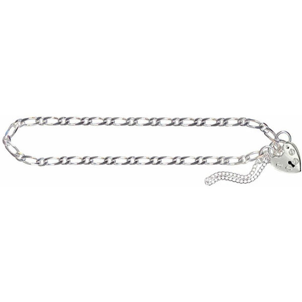 Sterling Silver Figaro Padlock Bracelet 