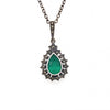 Sterling Silver Marcasite And Green Agate Necklace