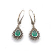 Sterling Silver Marcasite And Green Agate Drop Earrings