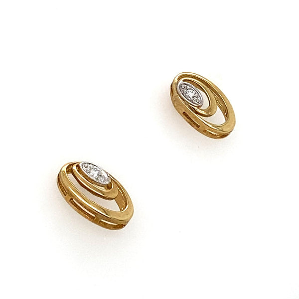 9ct Yellow Gold Diamond Bead Set Earrings 