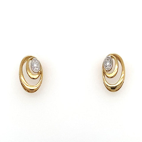 9ct Yellow Gold Diamond Bead Set Earrings 