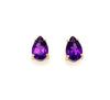 9ct Yellow Gold Pear Cut Amethyst Stud Earrings