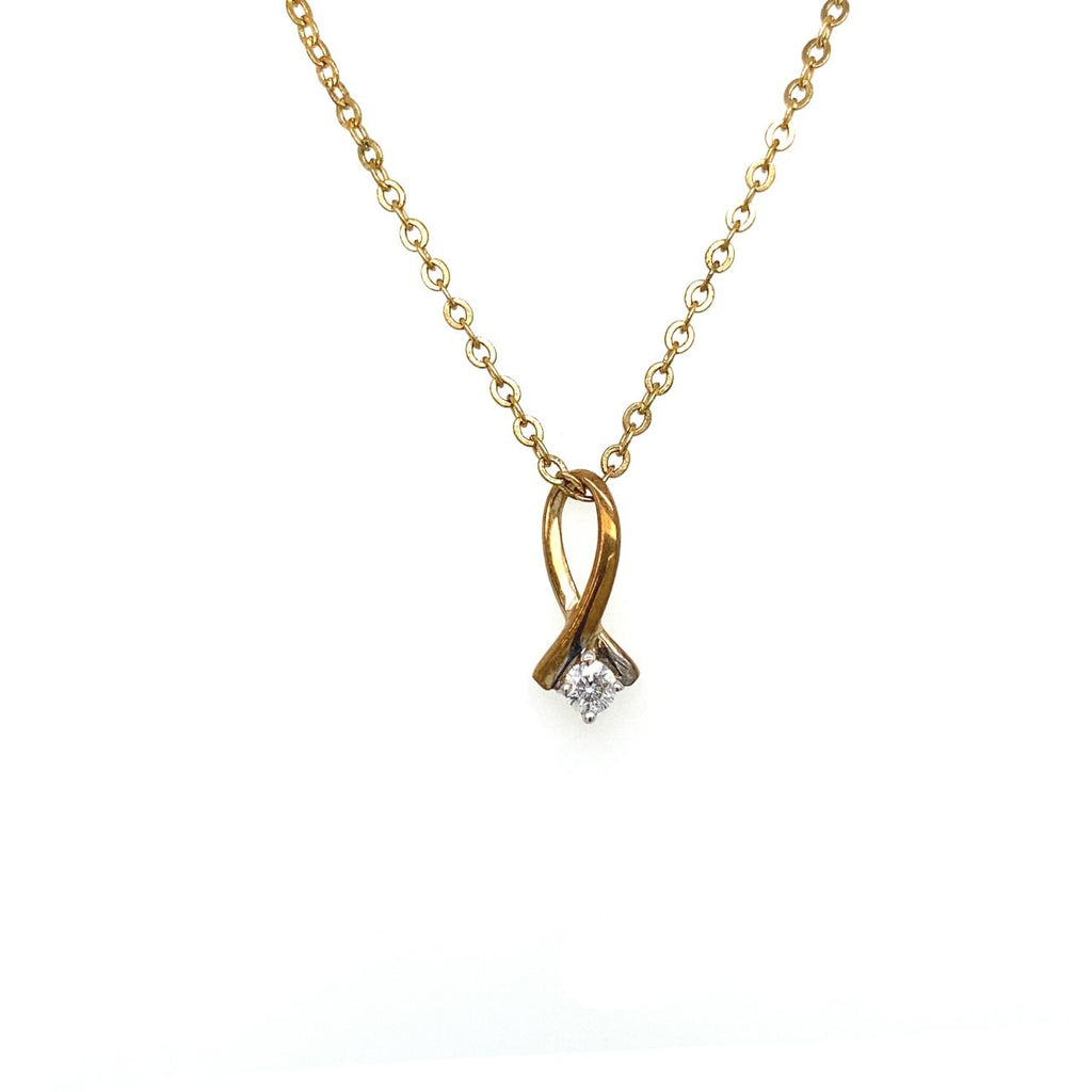 9ct 2tone Simple Diamond Set Pendant