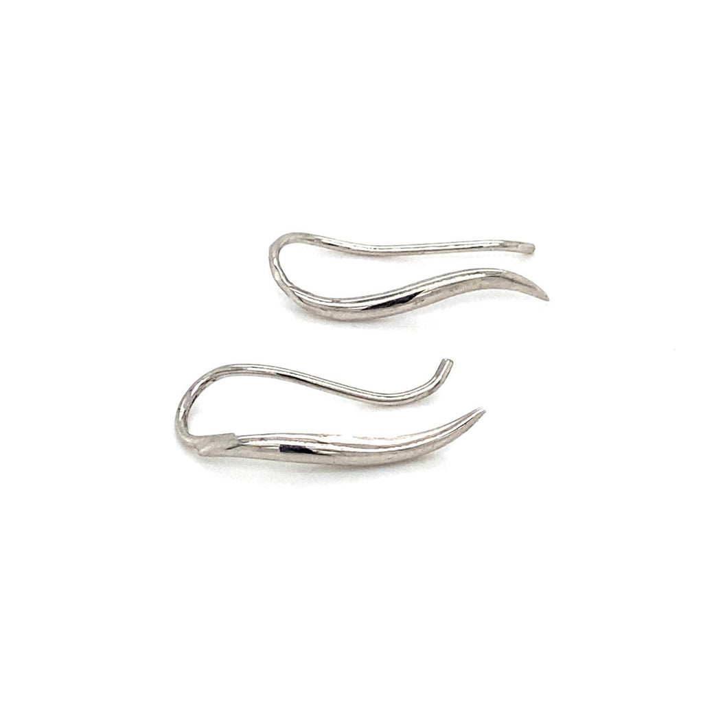  	9ct White Gold Simplistic Twisted Hook Earrings