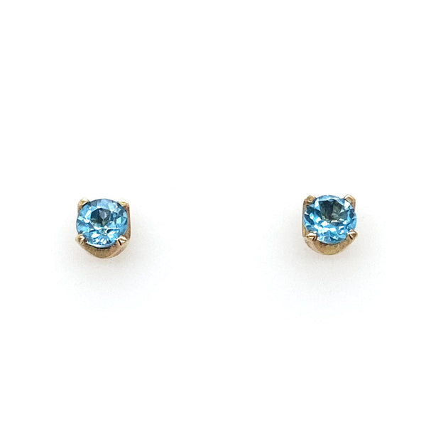 9ct Yellow Gold Blue Topaz Stud Earrings