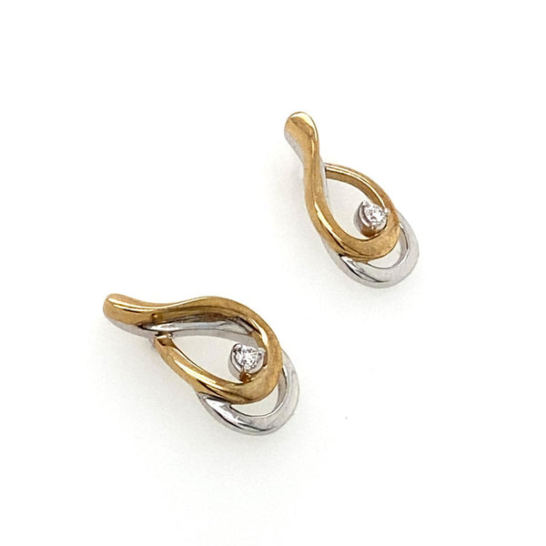 9ct 2tone Diamond Set Earrings 