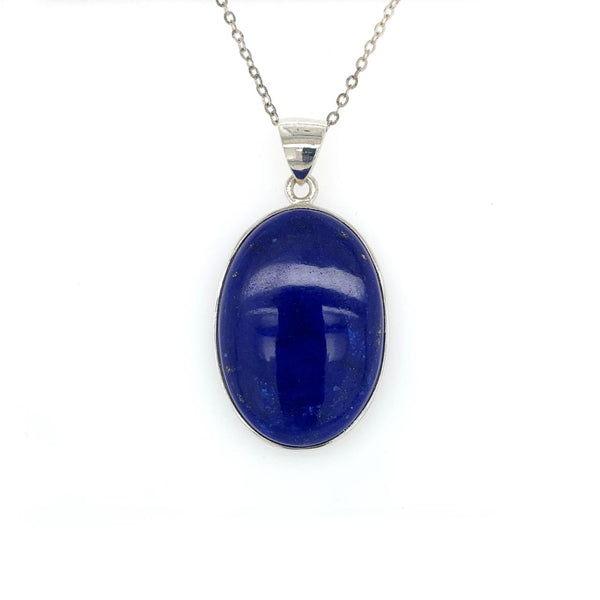 Sterling Silver Oval Lapis Pendant