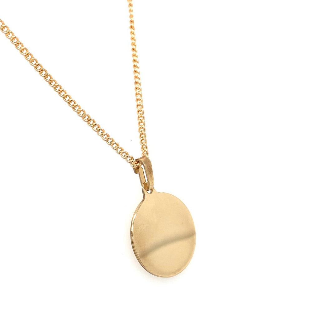 9ct Yellow Gold Round Disc Pendant