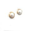 9ct Yellow Gold Mabe Pearl And Diamond Stud Earrings 