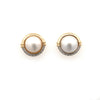 9ct Yellow Gold Mabe Pearl And Diamond Stud Earrings 