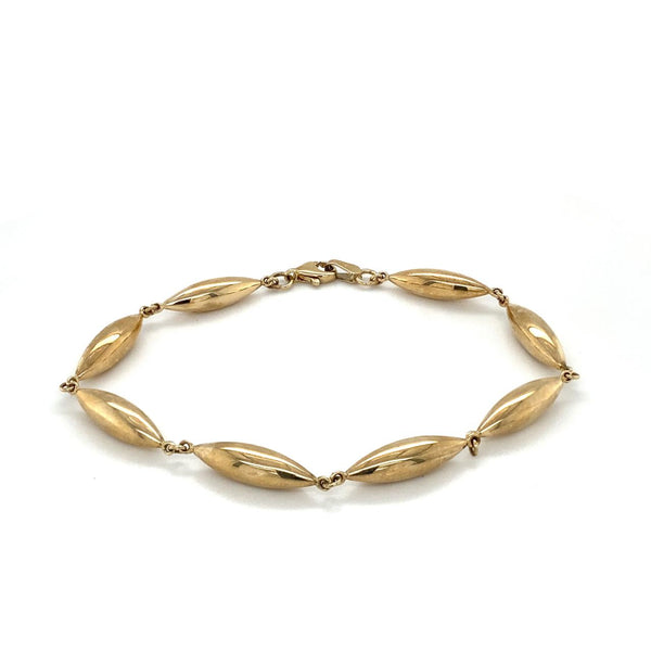 9ct Yellow Gold Hollow Marquise Shape Link Bracelet