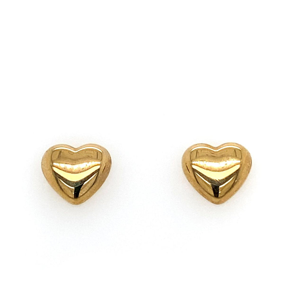 9ct Yellow Gold Heart Stud Earrings 