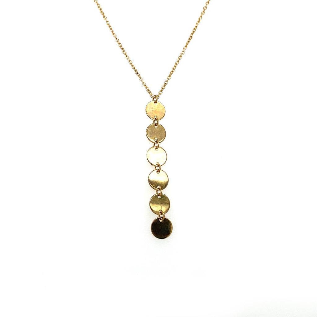 9ct Yellow Gold Circular Drop Pendant with Trace Chain Necklet 